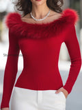 off-the-shoulder-faux-fur-collar-ribbed-knit-sweater