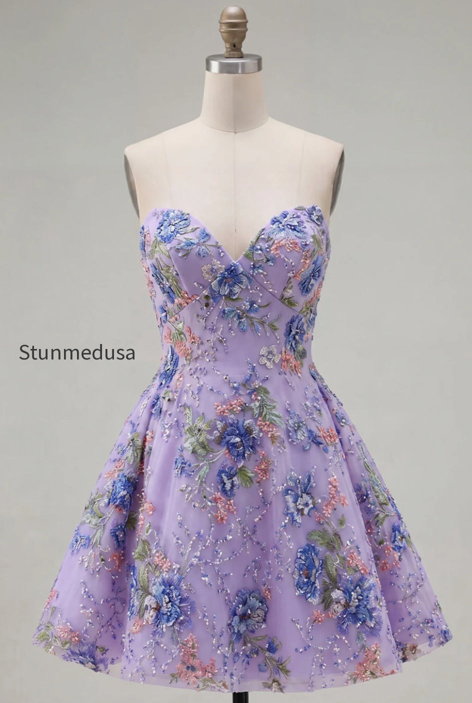 sparkly-pink-floral-beaded-a-line-short-strapless-homecoming-dress