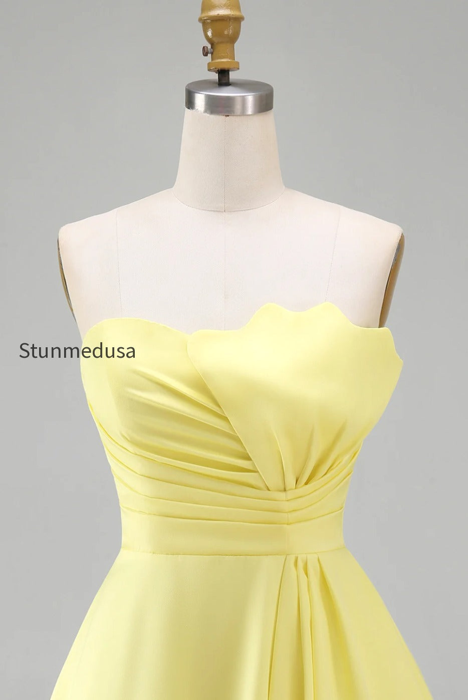 ivory-strapless-satin-ruched-short-a-line-graduation-dress