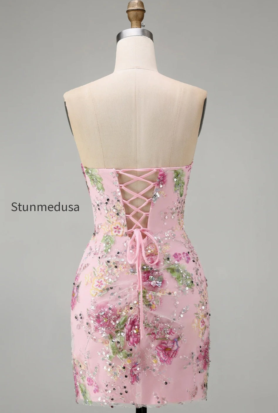 floral-corset-tight-short-sparkly-pink-ruched-beaded-homecoming-dress-with-slit
