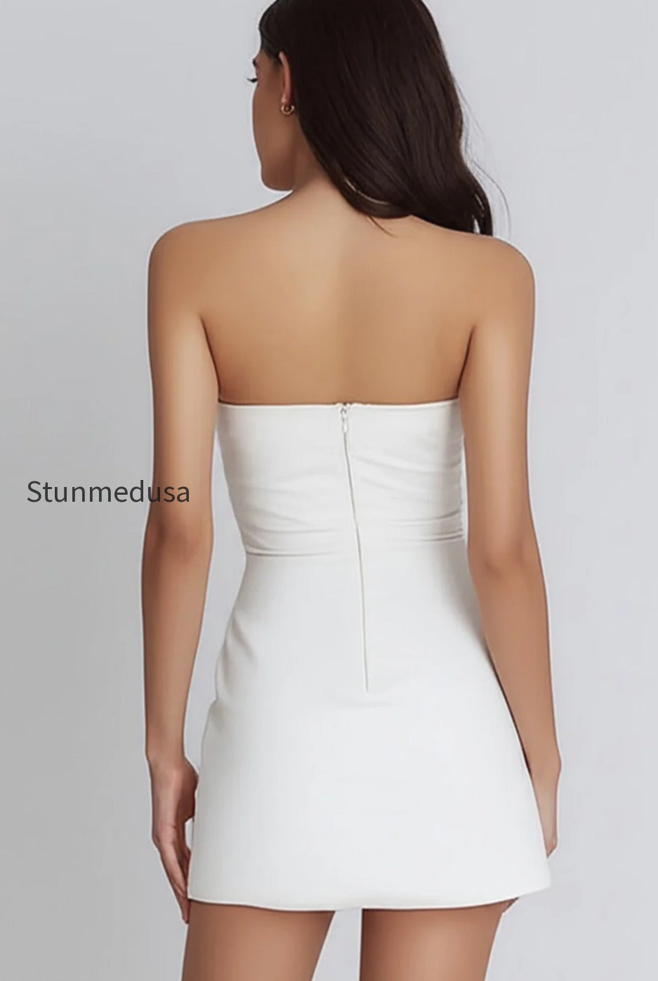 ivory-strapless-satin-ruched-short-a-line-graduation-dress